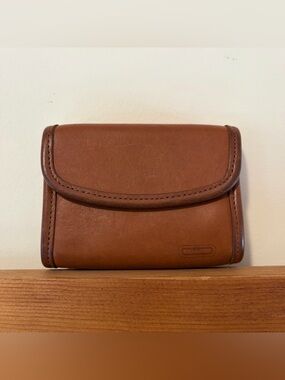 COACH Multifunction Purse #7219 British Tan Leather Vintage 1990s Coin Wallet
